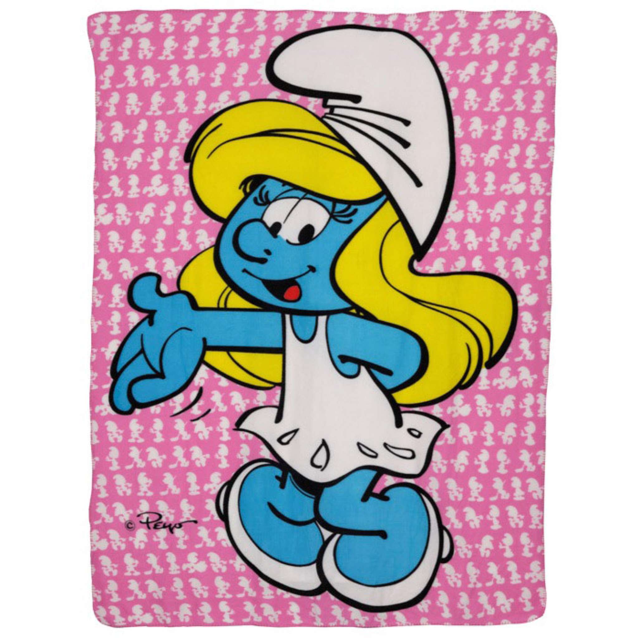 Fleecepläd 120x150, Smurf rosa