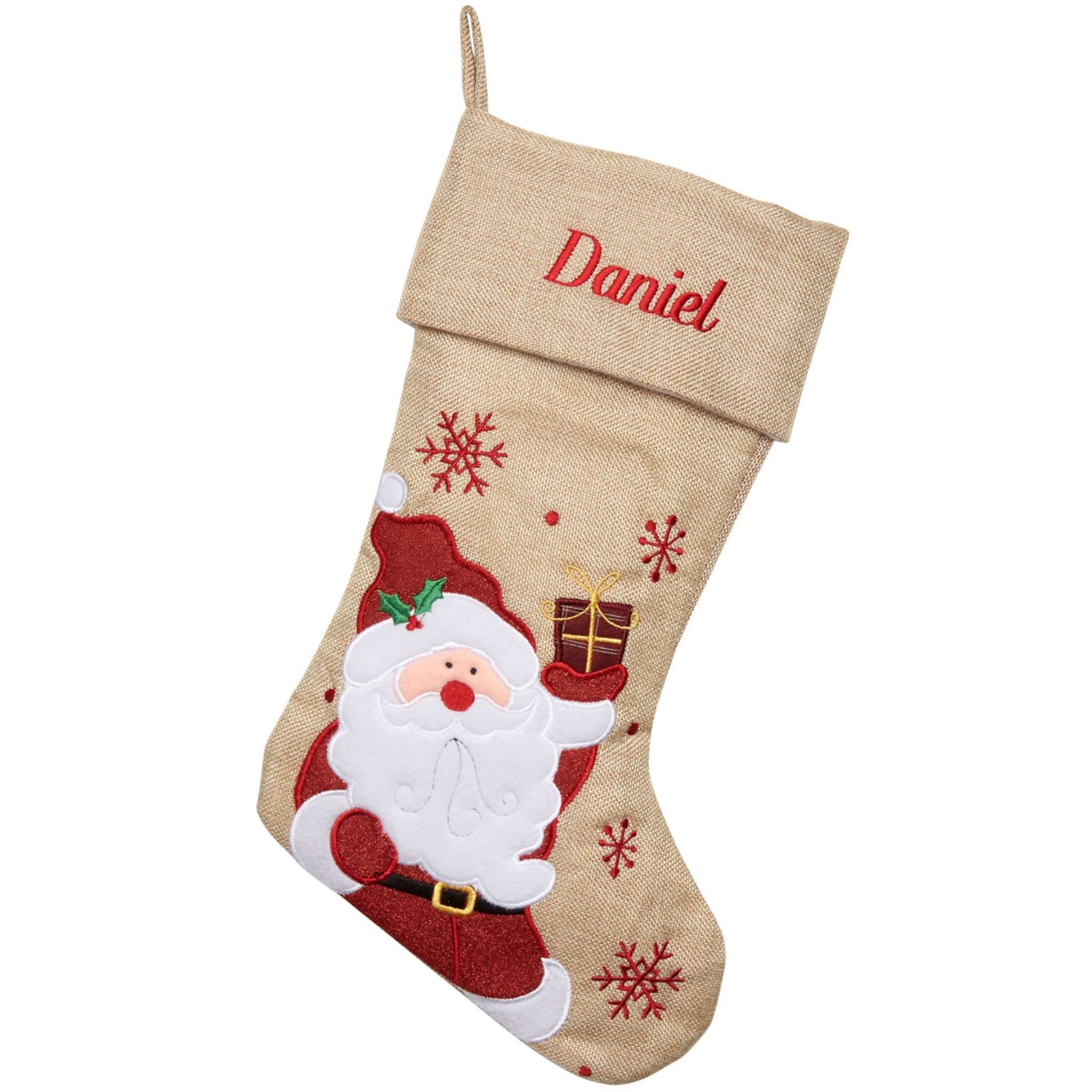 Julstrumpa Premium, Tomte, brun julklapp
