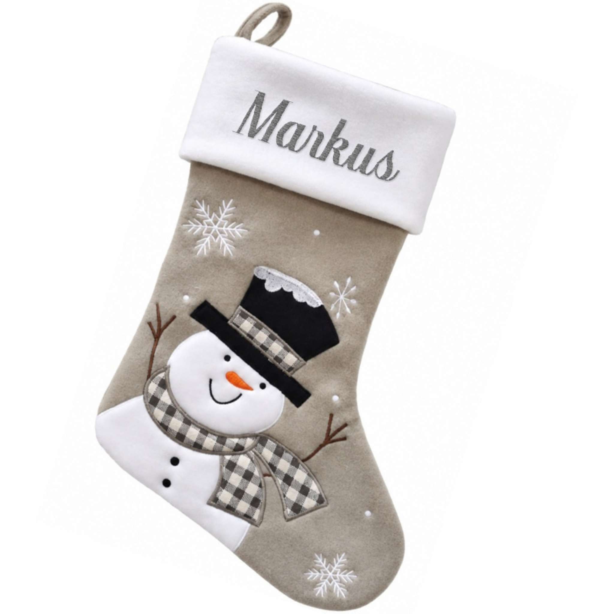 Julstrumpa Premium, Snögubbe, Vit