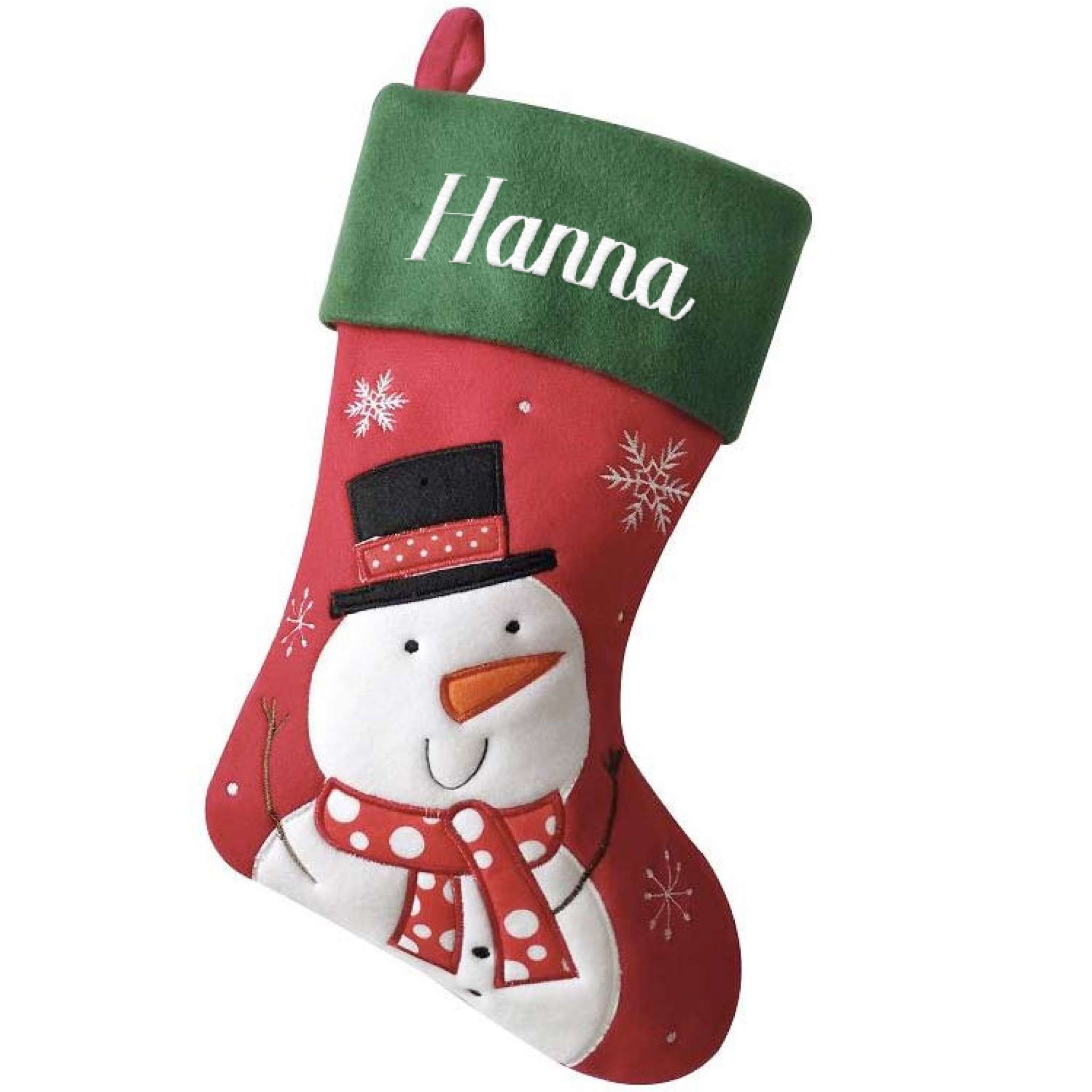 Julstrumpa Premium, Snögubbe grön topp