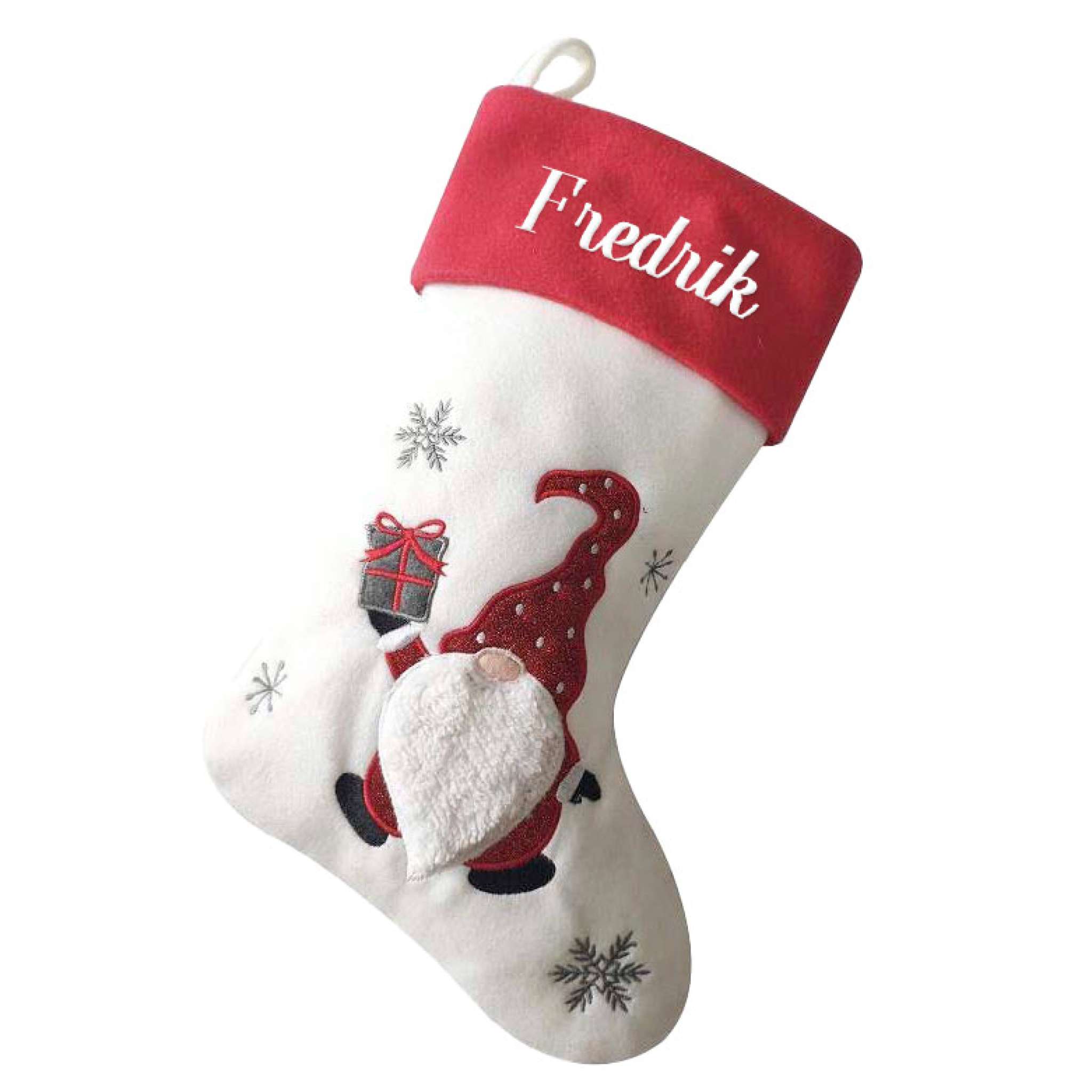 Julstrumpa Premium, Tomte vit