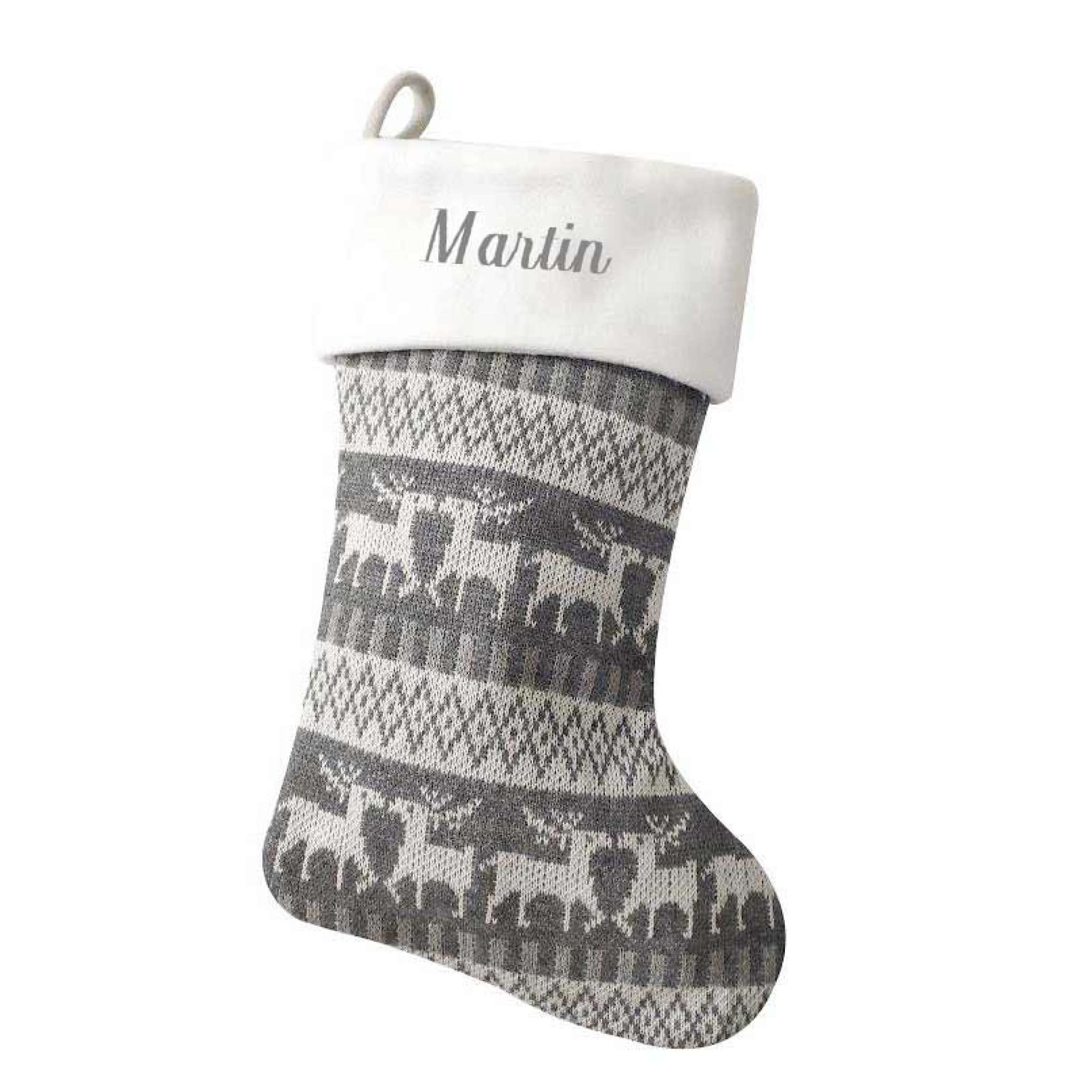 Julstrumpa Premium, grått mönster