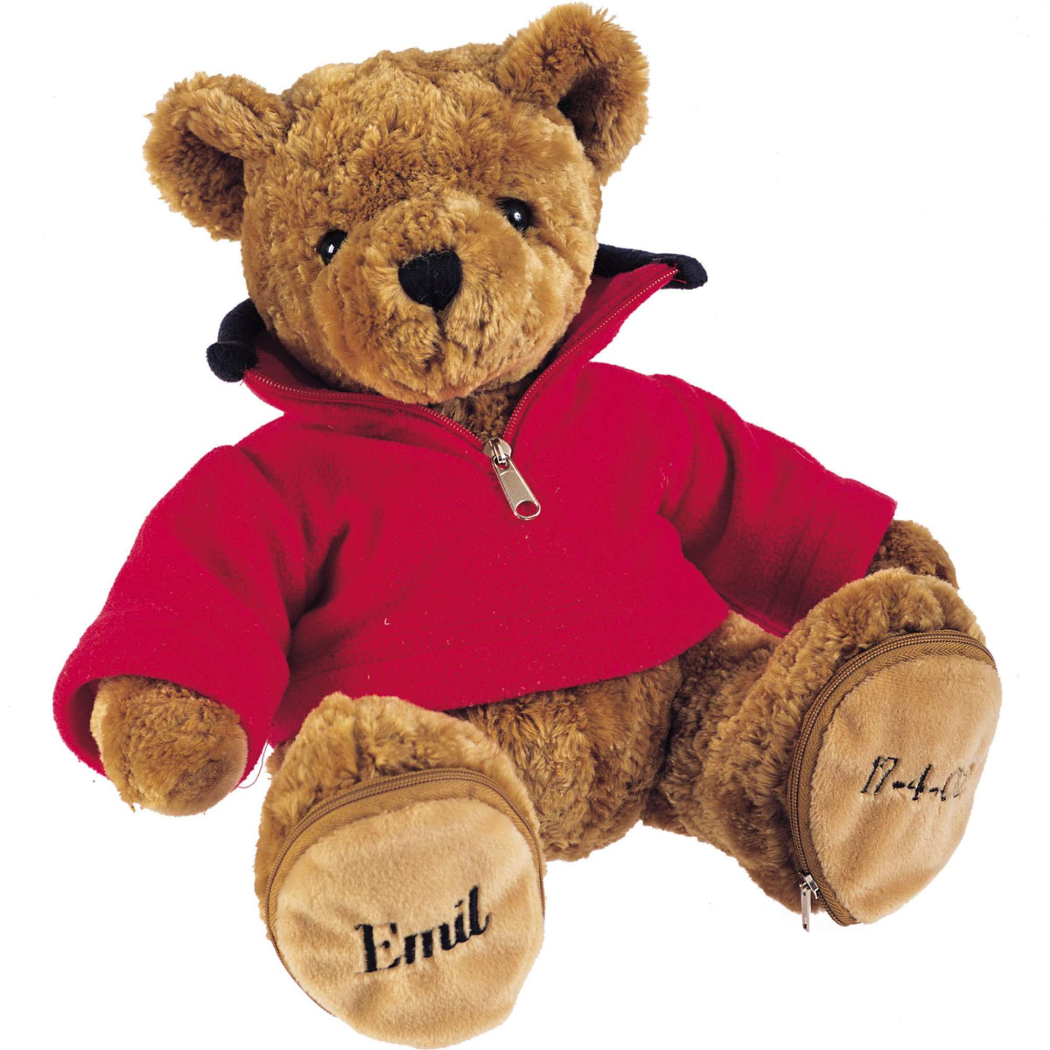 Nalle med röd fleecetröja