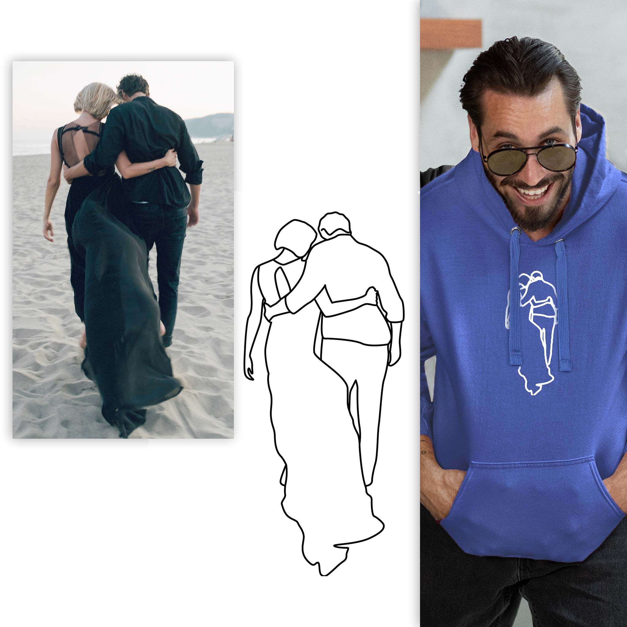 Hoodie med outline-motiv