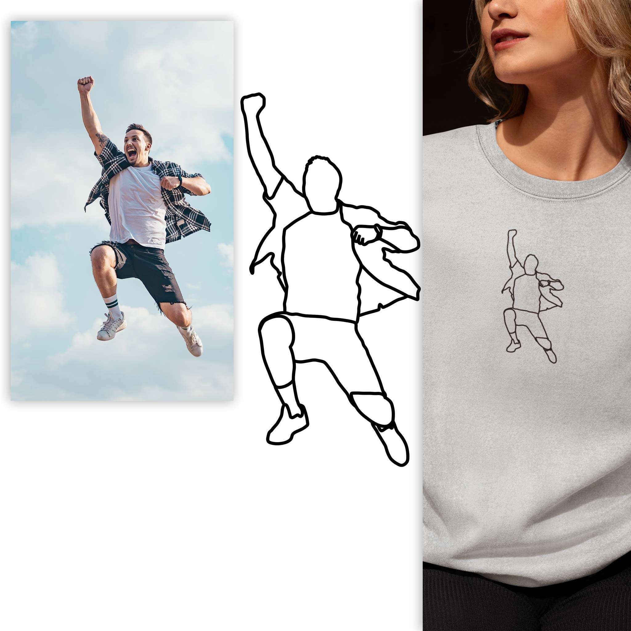 Sweatshirt med outline-motiv