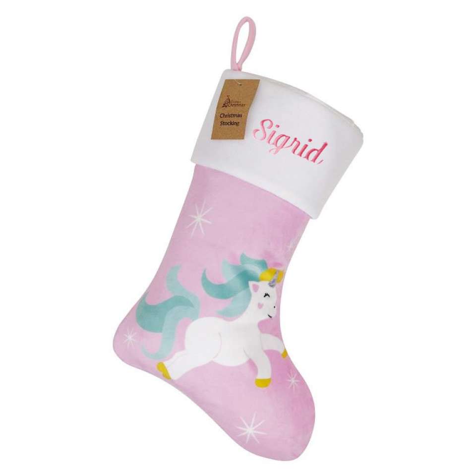 Julstrumpa Premium, enhörning NY rosa