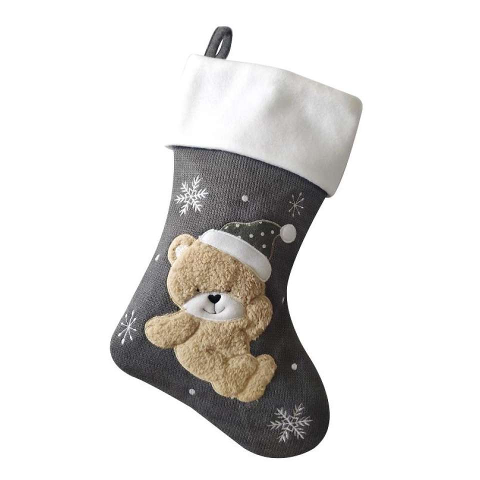 Julstrumpa Premium, Teddy - grå